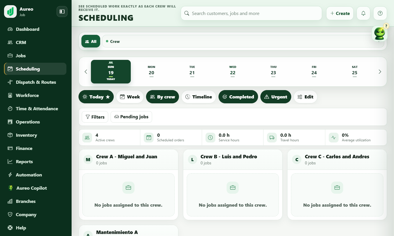Aureo Job — Schedule